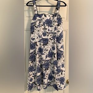 Floral Garden Sundress with Full Skirt and Adjustable Straps.